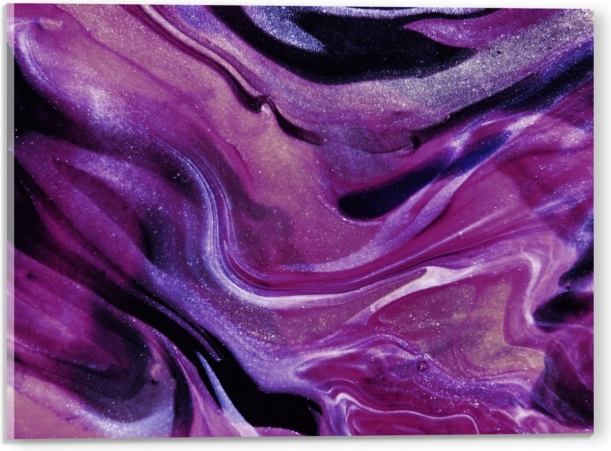 Acrylglas - Mix van Zwart en Paarse Glitterverf - 40x30 cm Foto op Acrylglas (Wanddecoratie op Acrylaat)