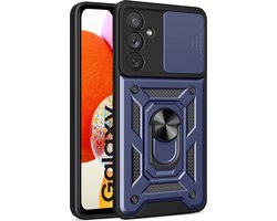 Samsung Galaxy A14 hoesje met Ringhouder en Camera schuifje - shockproof case - Blauw
