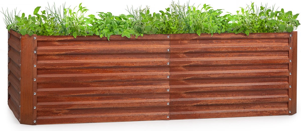 blumfeldt Rust Grow verhoogd tuinbed, gegalvaniseerd plaatstaal, materiaaldikte: 0,6 mm, eenvoudige montage, roest afwerking, 200 x 60 x 100 cm (BxHxD) roest