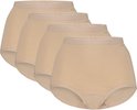 Vier huidkleurige hoge taille slips, opgestapeld.