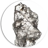 Dibond Muurcirkel - Groot Wit Doorzichtig Kristal tegen Witte Ondergrond - 60x60 cm Foto op Aluminium Muurcirkel (met ophangsysteem)