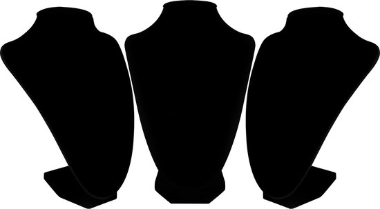Belle Vous Zwart Velours Ketting Display Buste (3 Pak) – 8,5 x 8,5 x 23 cm – Sieraden Houder Mannequin Standaard Organizer Voor het Hangen van Chokers, Hangers, Kettingen en Kabels