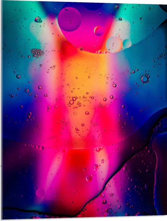 Acrylglas - Luchtbellen tegen Paarse en Blauwe Lampen - 60x80 cm Foto op Acrylglas (Wanddecoratie op Acrylaat)