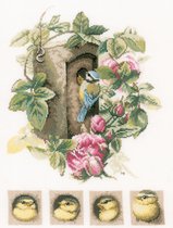 borduurpakket 34869 marjolein bastin, vogelhuisje met rozen
