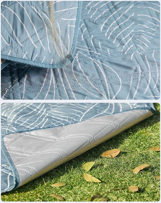 Couverture De Pique-Nique 200x200 Cm Rayures Bleues - Imperméable Et Pratique