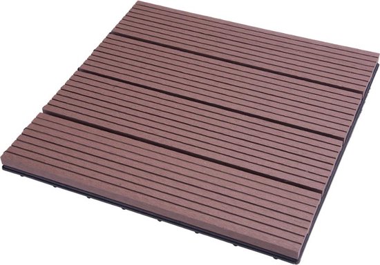 GIANTEX 10 stuks houten tegels acacia 30 x 30 cm, terrastegels, balkontegels, kliksysteem
