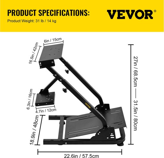 Vevor - Wheel stand - racestuur standaard houder - race cockpit - logitech G25 G27 G29 - thrustmaster - fanatec van Vevor — afbeelding 5