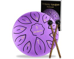 BrellaVio Handpan met Lesboek - Let op: afmeting 16cm ø - Paars - Healing Steel Tongue Drum - Hand Klankschaal - Hang Drum - Lotus Tong Muziektherapie