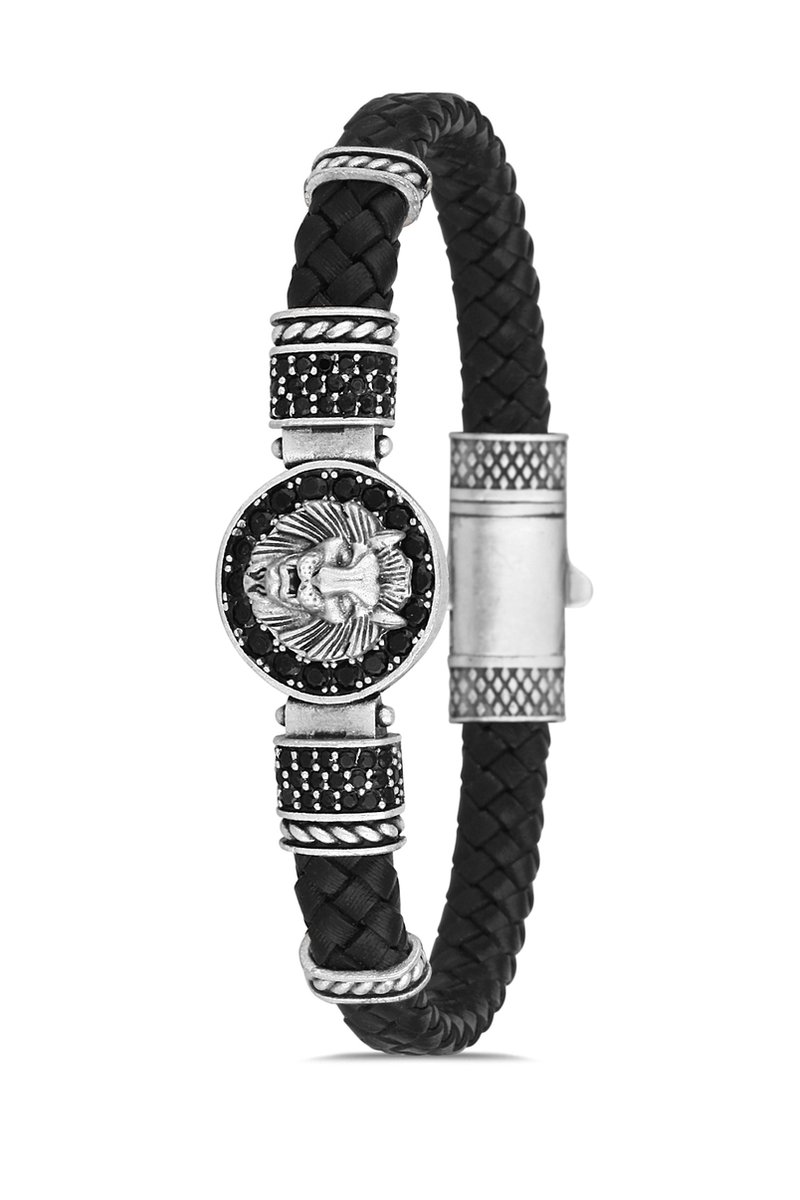 Concept Cheetah - Supremus - uniek design - exclusieve heren armband - armbandje mannen - leder - leer - metaal - hoogwaardige coating - cadeau tip - 19.5 cm - verstelbaar - vaderdag kado tip