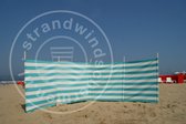 Strand Windscherm Turquoise - Wit - 5 meter Sterk Dralon met 2 Delige Houten Stokken 180 cm - Inclusief houten hamer