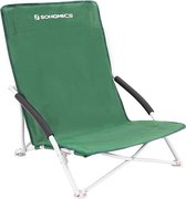 Strandstoel met hoge rugleuning, draagbare klapstoel, inklapbare campingstoel, opvouwbaar, licht, comfortabel en zeer belastbaar, outdoorstoel met draagtas