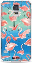Casetastic Samsung Galaxy S5 / Galaxy S5 Plus / Galaxy S5 Neo Hoesje - Softcover Hoesje met Design - Flamingo Vibe Print