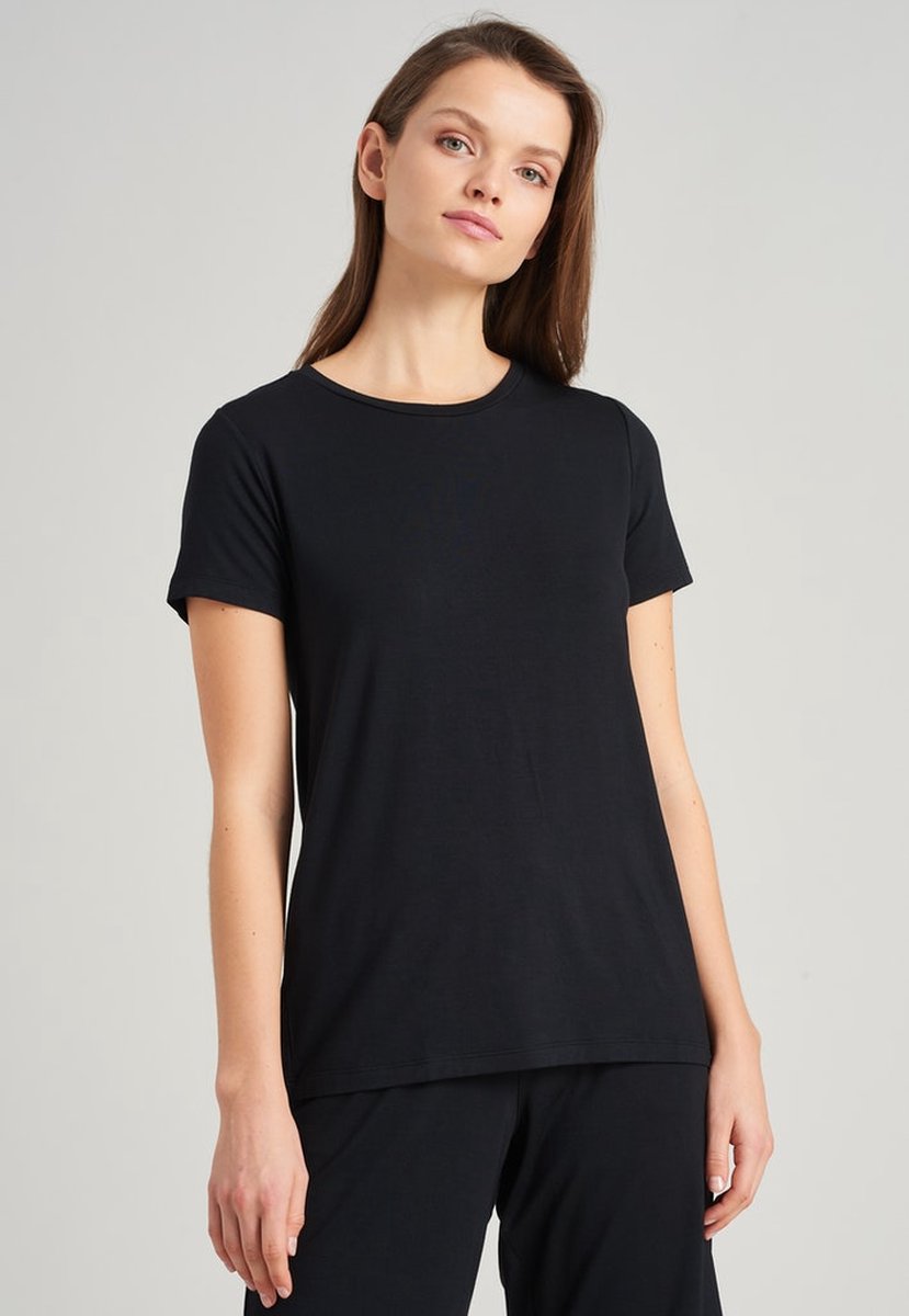 SCHIESSER Mix+Relax T-shirt - dames shirt korte mouwen modal zwart - Maat: 46