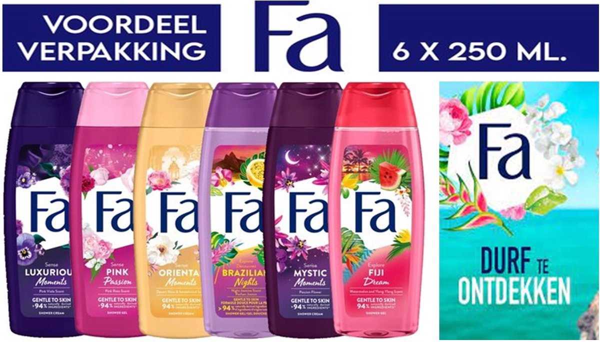 Goedkoopste Fa Douchegel 6 x 250 ml - Voordeelverpakking - Try Out Pakket