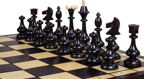 Afbeelding van het spel Elegant Schaakspel - Schaakset compleet met Schaakbord & Schaakstukken - Luxe Schaakset hout handgemaakt - Groot formaat 460x460 & Koninghoogte 110mm