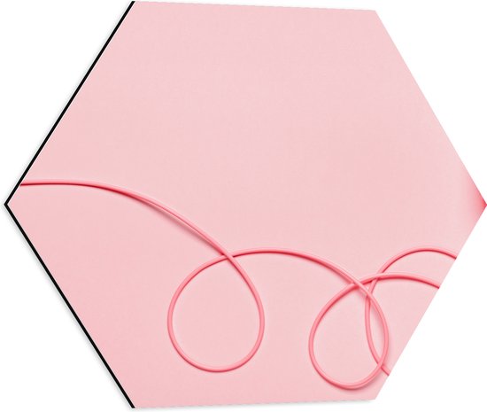 Dibond Hexagon - Roze Koptelefoon tegen Roze Achtergrond - 50x43.5 cm Foto op Hexagon (Met Ophangsysteem)