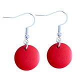 Zilveren oorhangers- hout-rond-rood-1.5 cm-charme Bijoux