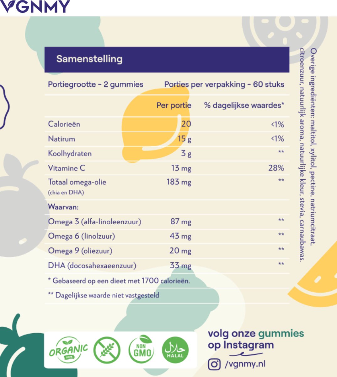 VGNMY Omega 369 Speciaal Voor Kinderen Gummies Vitamine
