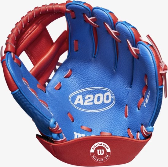 Wilson 2022 A200 EZ Catch 10" Baseball Glove - Right Hand Throw, Royal/Red For Young Players