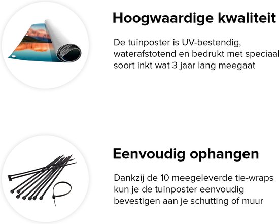 Affiche de jardin Gards Paysage de Montagnes au bord du lac - 60x60 cm - Toile de jardin - Décoration de jardin - Décoration murale extérieure - Tableau de jardin