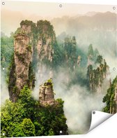 Gards Tuinposter Zhangjiajie Klif Bergen in China - 90x90 cm - Tuindoek - Tuindecoratie - Wanddecoratie buiten - Tuinschilderij