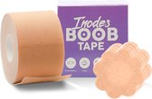 Inodes Boob Tape met 10 Tepelcovers - 5 Meter Boobtape Sandy - Plak BH (5,0 cm breed) - Strapless Plak BH Alternatief - BH accessoires
