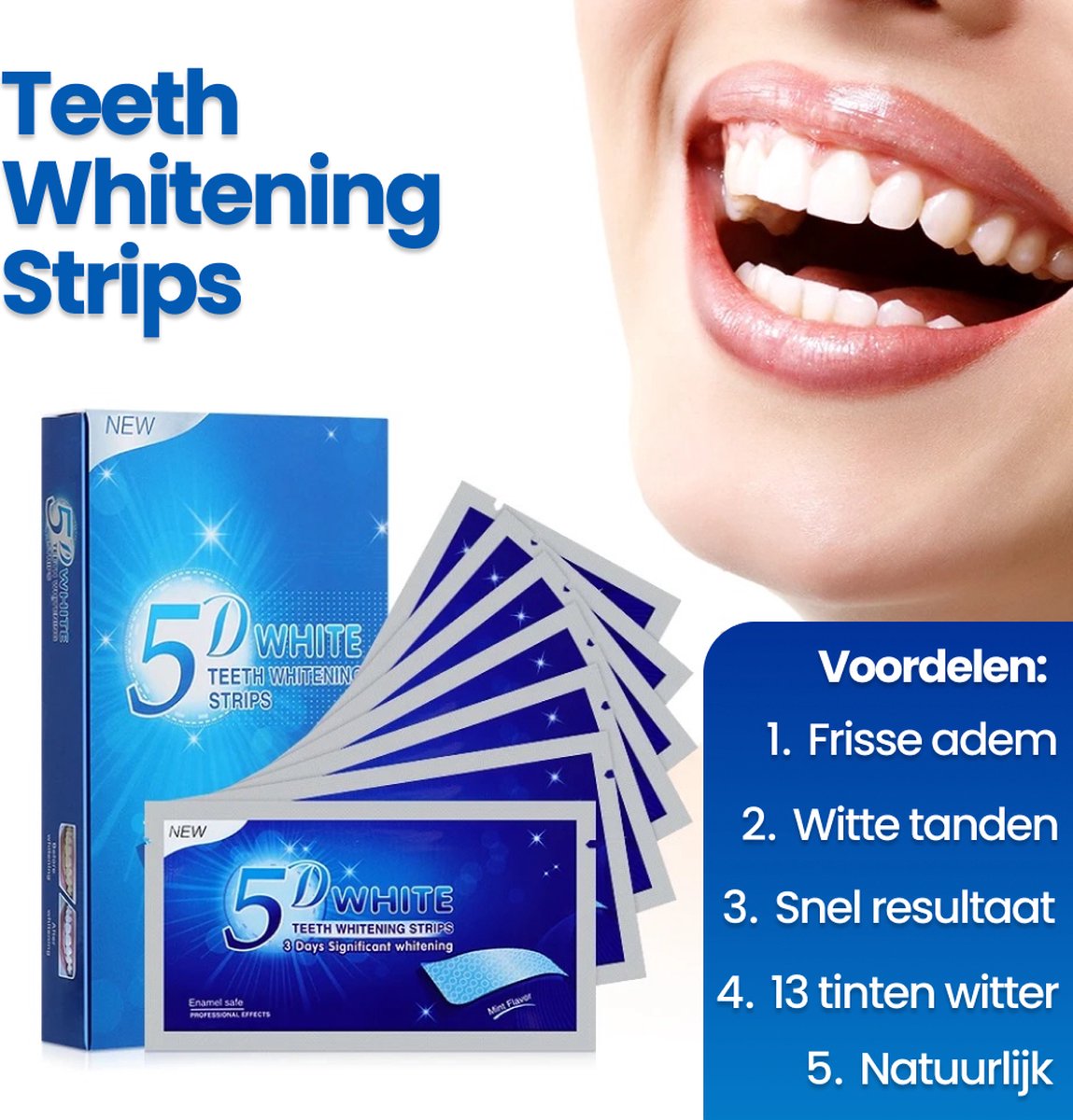 5D white Teeth Whitening strips Tanden Bleken Snel resultaat