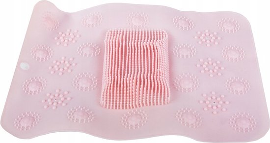 Voetmassagemat Rechthoek – Antislip douchemat voor voetenreiniging en massage – Roze – 41 x 32 cm