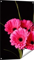 Gards Tuinposter Roze Gerbera Bloemen - 60x90 cm - Tuindoek - Tuindecoratie - Wanddecoratie buiten - Tuinschilderij