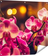 Gards Tuinposter Roze Orchidee Bloemen - 90x90 cm - Tuindoek - Tuindecoratie - Wanddecoratie buiten - Tuinschilderij