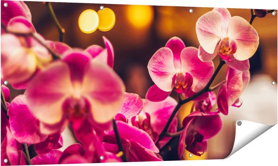 Gards Tuinposter Roze Orchidee Bloemen - 140x70 cm - Tuindoek - Tuindecoratie - Wanddecoratie buiten - Tuinschilderij