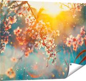 Gards Tuinposter Bloesemboom tijdens Zonsondergang - Bloem - 100x80 cm - Tuindoek - Tuindecoratie - Wanddecoratie buiten - Tuinschilderij