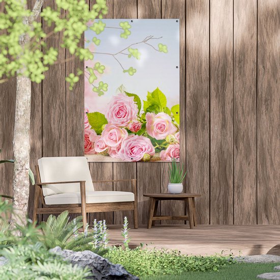 Tuinposter Wilde bloemen en vlinders
