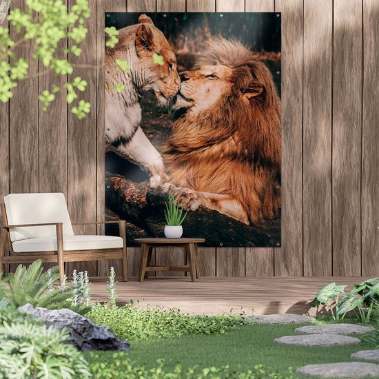 Gards Tuinposter Leeuw en Leeuwin Koppel Liefde 120x160 cm Tuindoek bol