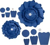 Papieren bloemen, d 15+25 cm, 230 gr, blauw, 2 stuk/ 1 doos