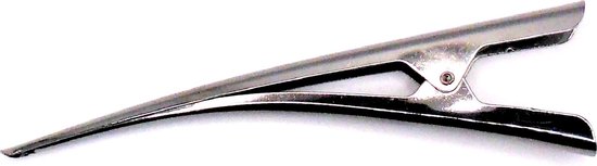 Grijze metalen alligatorklem, donker van kleur.