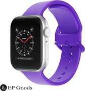 EP Goods - Bandje Geschikt voor Apple Watch Series 1/2/3/4/5/6/SE/7/8/Ultra en Ultra 2 - 42/44/45/49mm - Siliconen - Met Gesp Sluiting - Paars
