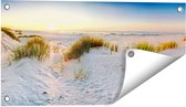 Gards Tuinposter Strand en Duinen tijdens Zonsondergang - 60x30 cm - Tuindoek - Tuindecoratie - Wanddecoratie buiten - Tuinschilderij