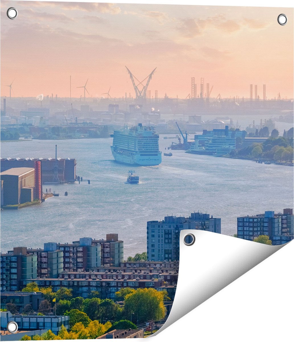 Gards Tuinposter Rotterdamse Haven bij het Water - 50x50 cm - Tuindoek - Tuindecoratie - Wanddecoratie buiten - Tuinschilderij Multikleur