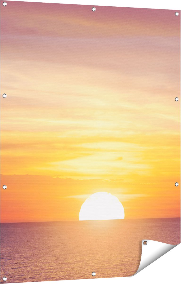 Gards Tuinposter Zonsondergang op de Zee - 90x120 cm - Tuindoek - Tuindecoratie - Wanddecoratie buiten - Tuinschilderij Multikleur