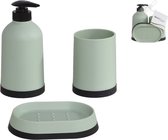 Ensemble de salle de bain 3 pièces Gerimport Vieux Vert/ Zwart - Distributeur de savon - Porte-brosse à dents/Gobelet - Porte-savon - Salle de bain - Accessoires de salle de bain - Accessoires toilette
