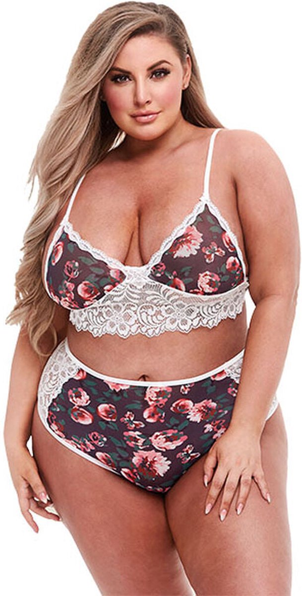 Goedkoopste Baci - Grey Floral & Lace Bra Set M/L