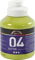 Acrylverf Glitter, lime groen, 500 ml/ 1 fles