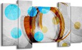 GroepArt - Schilderij - Art - Blauw, Bruin, Grijs - 120x65 5Luik - Foto Op Canvas - GroepArt 6000+ Schilderijen 0p Canvas Art Collectie - Wanddecoratie