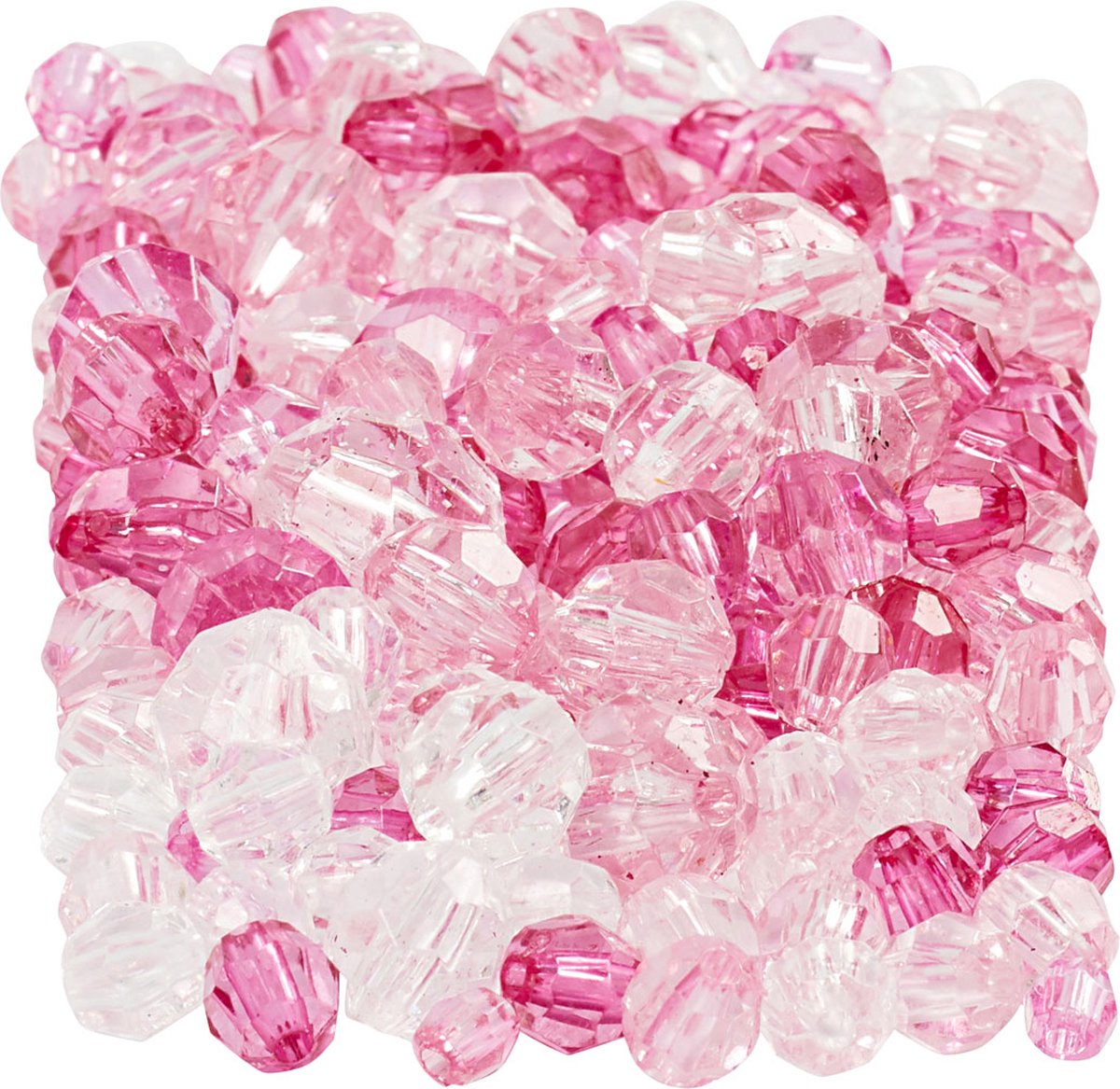 Facet kralen, afm 4-12 mm, gatgrootte 1-2,5 mm, ca. 860 stuk, pink (081), 250 gr