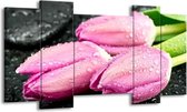 Peinture sur toile Tulipes | Rose, noir | 120x65 5 Liège