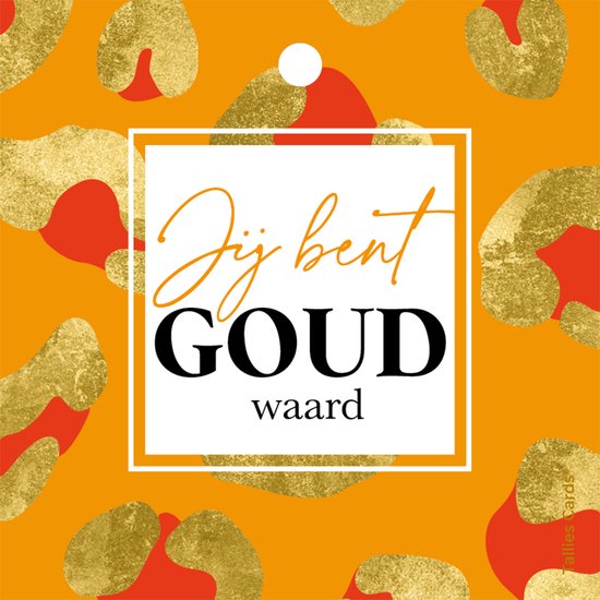 Set 5 kadokaartjes klein – jij bent GOUD waard - bedankt - juf - meester - einde schooljaar - vader - moeder - vriendschap - waardering - Wildcards