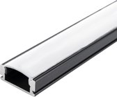 Zwarte opbouw profiel | Aluminium | 2 meter | Compleet incl. witte afdekcover