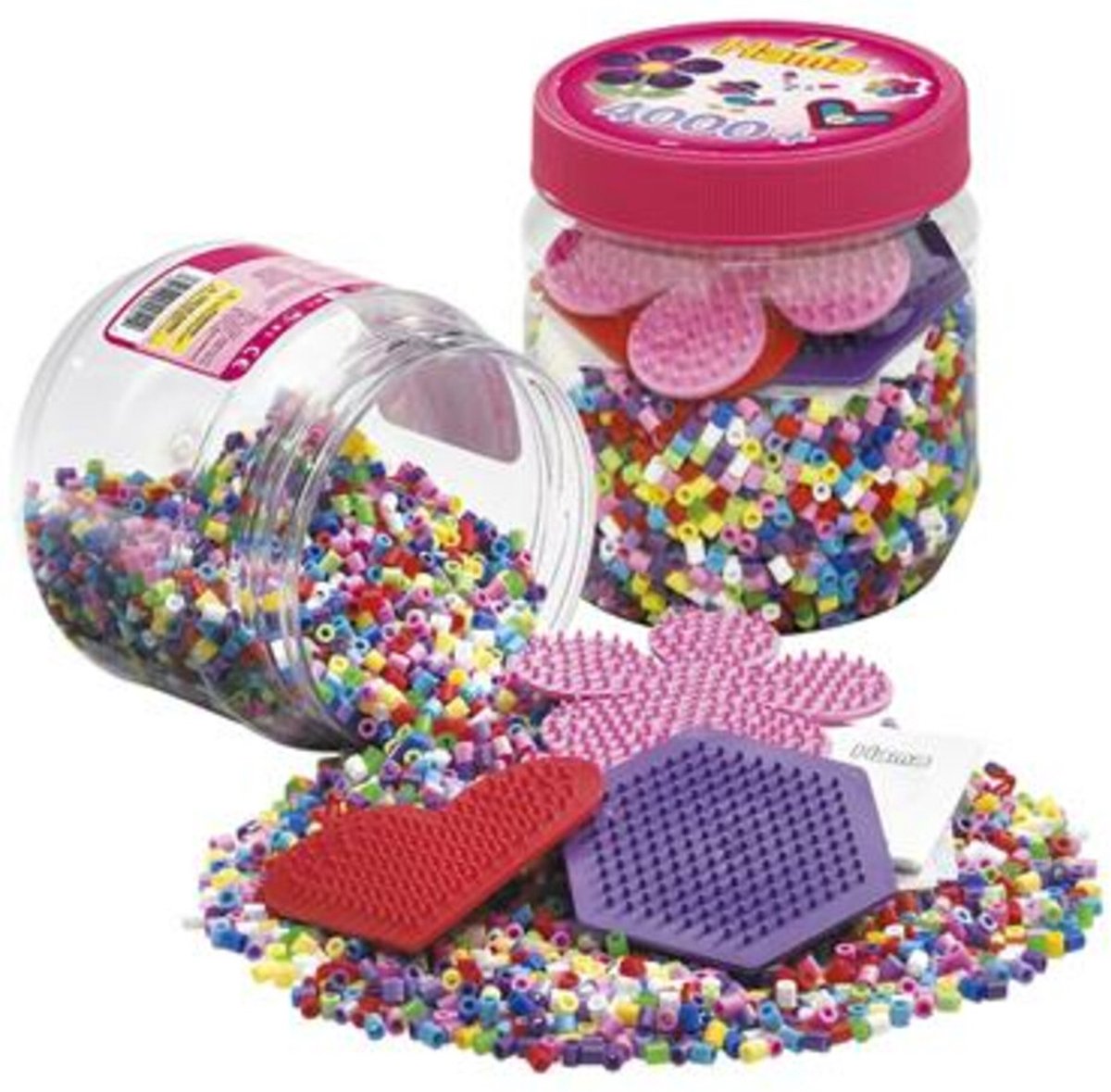 Hama - Strijkkralen in een Ton – 4000 Kralen met 3 Grondplaten – Roze – Creatief Speelplezier