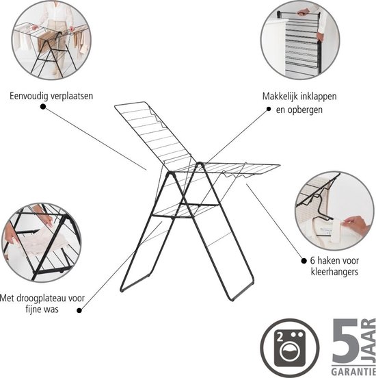Brabantia HangOn Séchoir à linge - 20 mètres - Matt Black